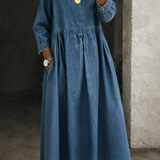 Clara™ | Robe en jean à col Peter Pan