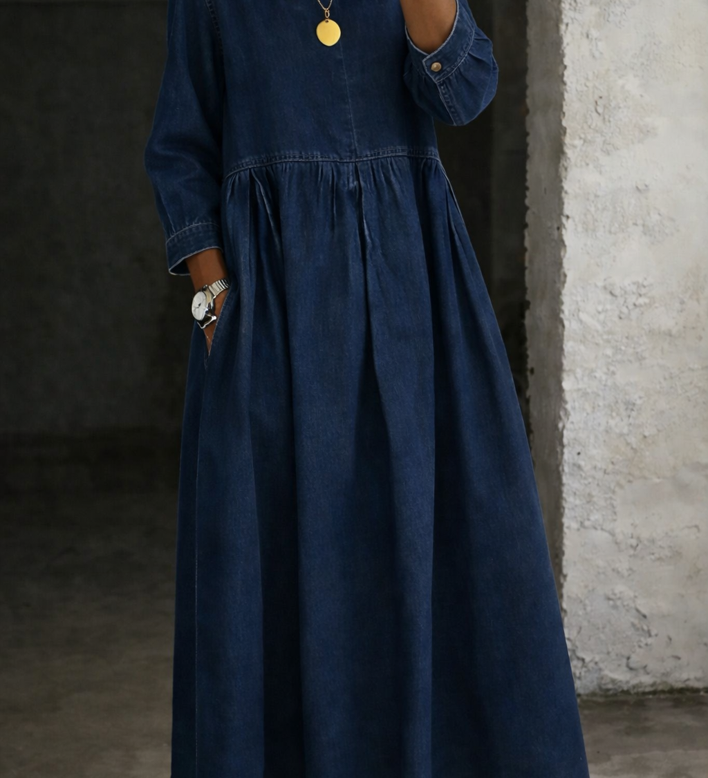 Clara™ | Robe en jean à col Peter Pan