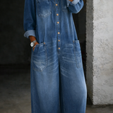 Elena™ | Combinaison denim épaules dénudées