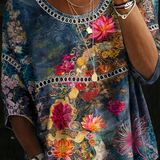 Nicole™ | Blouse en denim à fleurs vintage