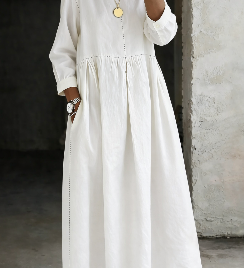 Melissa™ | Robe en jean col rond manches longues