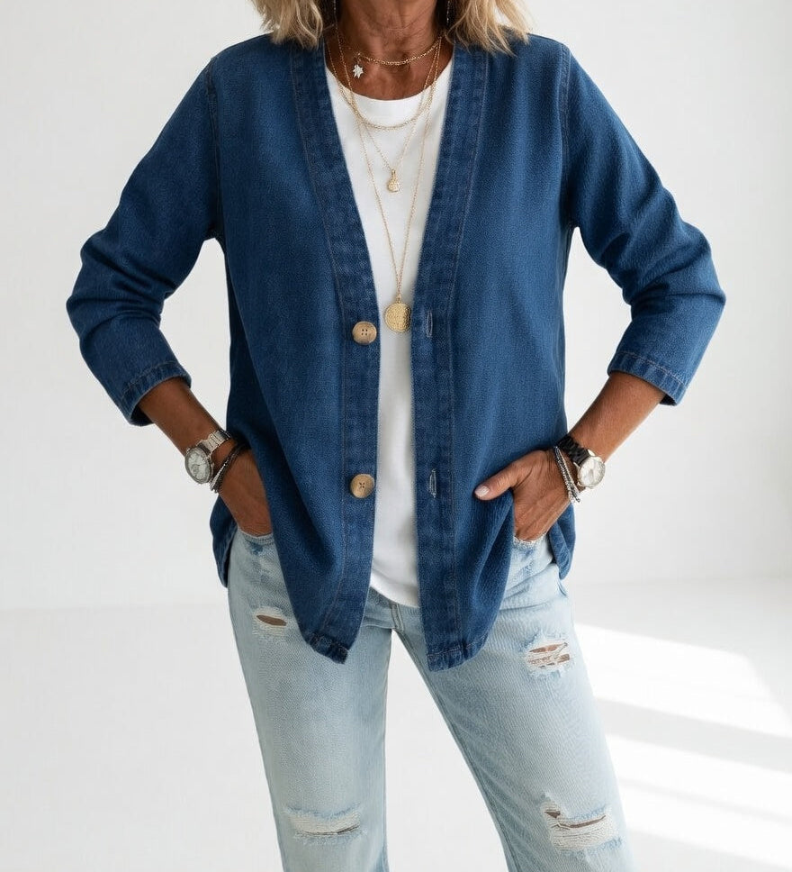 Claironne™ — Veste denim élégante décontractée intemporelle