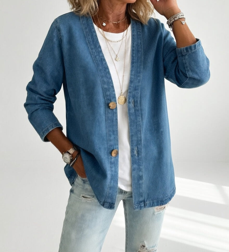 Claironne™ — Veste denim élégante décontractée intemporelle
