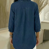 Clémence™ — Blouse fluide col V volanté