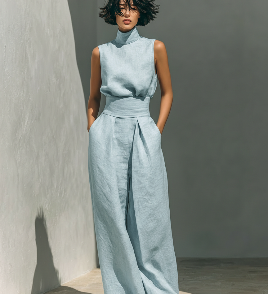 Amara — Ensemble minimaliste blouse et pantalon fluide
