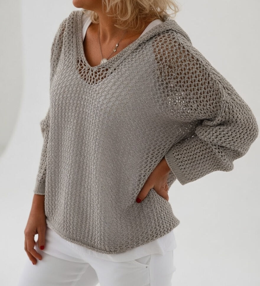 Évarielle™ — Pull maille ajourée col décontracté