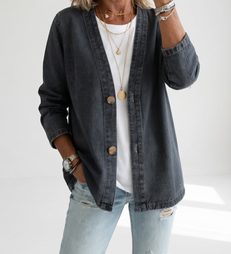 Claironne™ — Veste denim élégante décontractée intemporelle