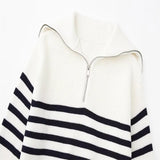 Cazel | Pull zippé rayé