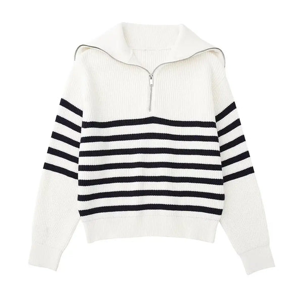 Cazel | Pull zippé rayé