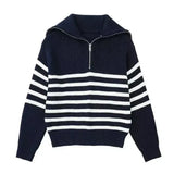 Cazel | Pull zippé rayé