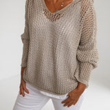 Évarielle™ — Pull maille ajourée col décontracté