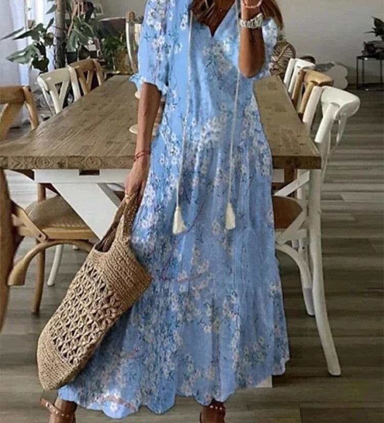 Élodie™ — Robe maxi florale veloutée élégante