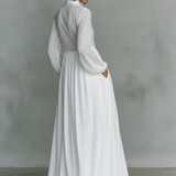 Patchwork | Robe Maxi en Lin à Col Montant