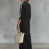 Mireille | Robe Maxi Sweat à Col Boutonné