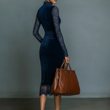 Robe Midi | Velours à Décolleté en V