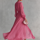 Rose | Robe Chiffon Décolleté en V