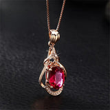 Collier Élégant en Cristal Rouge et Or