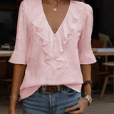 Isaline™ — Blouse élégante à volants au charme féminin