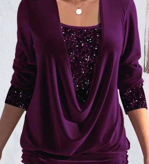 Valentine™ — Blouse longue élégante effet superposé