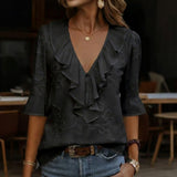 Isaline™ — Blouse élégante à volants au charme féminin