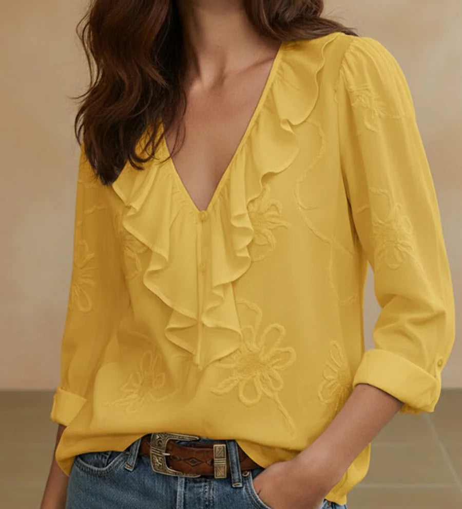 Isaline™ — Blouse élégante à volants au charme féminin