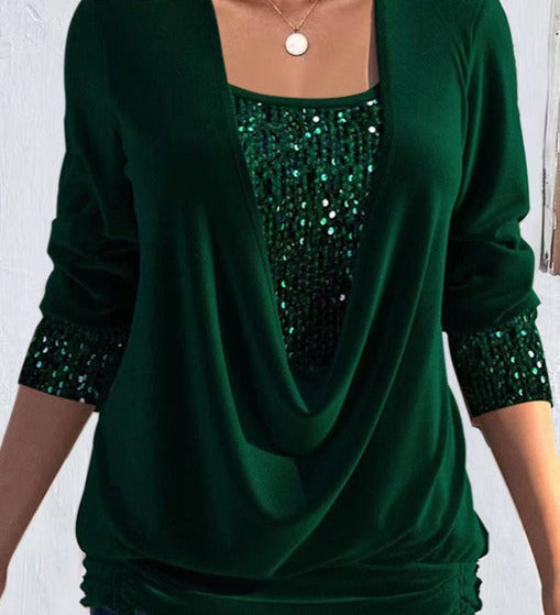 Valentine™ — Blouse longue élégante effet superposé