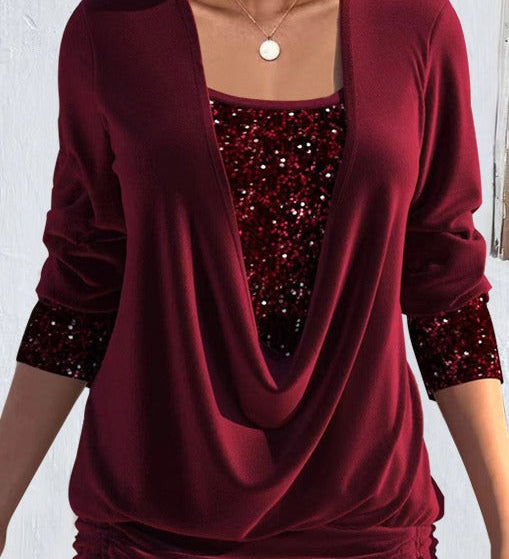Valentine™ — Blouse longue élégante effet superposé