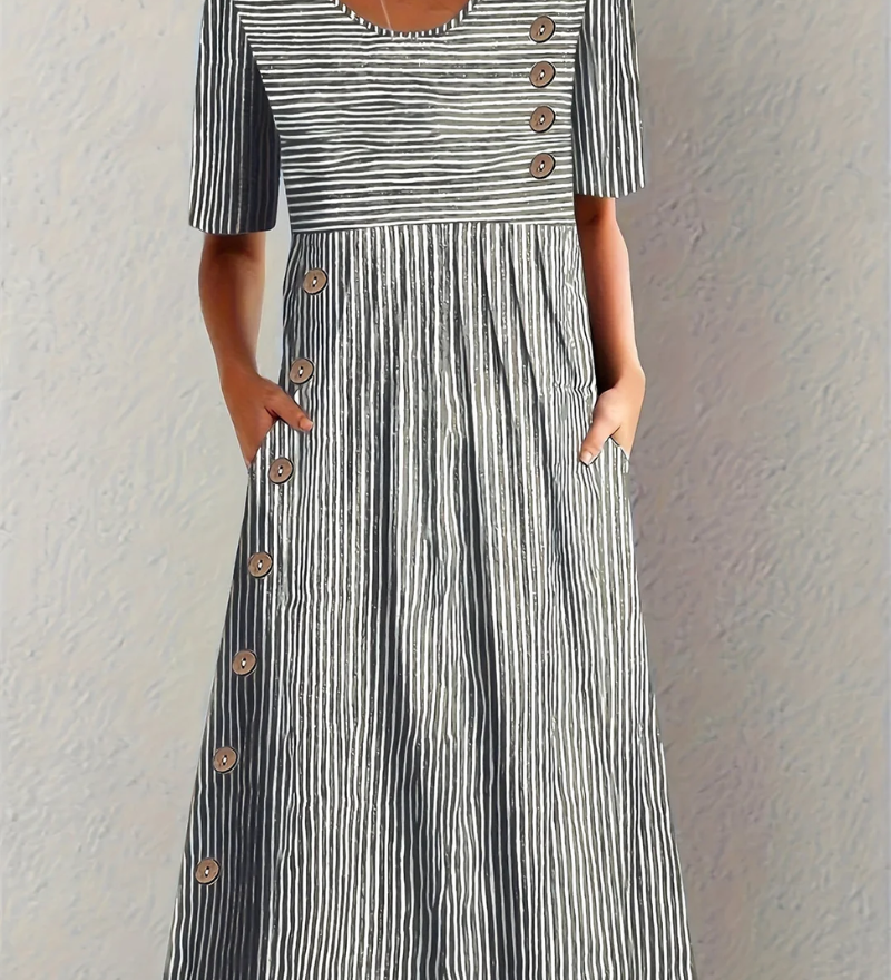 Marina - Robe Midi Rayée Élégante