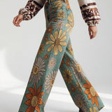 Florivane™ — Pantalon large floral rétro élégant