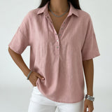 Tiphaine™ — Blouse col chemise décontractée douceur estivale