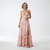 Mérovée™ — Robe longue florale fente esprit romantique