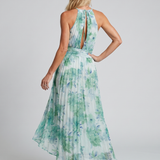 Robe Maxi à motifs floraux plissée et décolleté halter