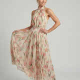 Robe Maxi Fleurie à Col Halter