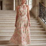 Robe Maxi Fleurie à Col Halter