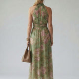 Robe Maxi Halter Froncée