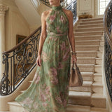 Robe Maxi Halter Froncée