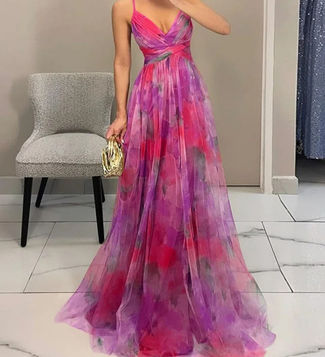 Delacroix - Robe Maxi Florale Élégante