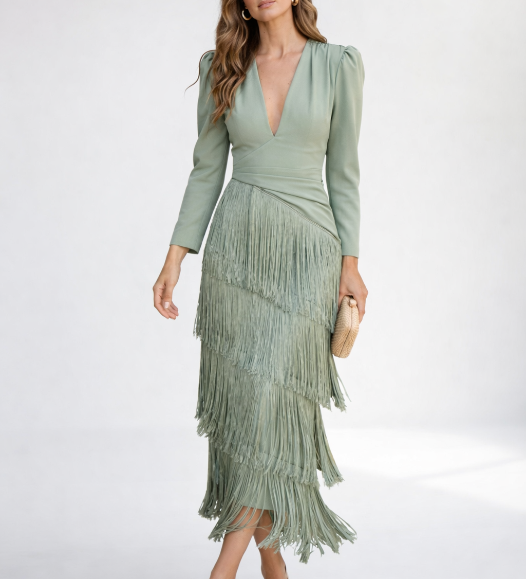 Valériane™ — Robe frangée élégante silhouette raffinée