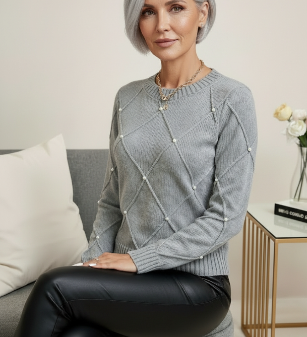 Marguerite™ – Pull élégant perles délicates