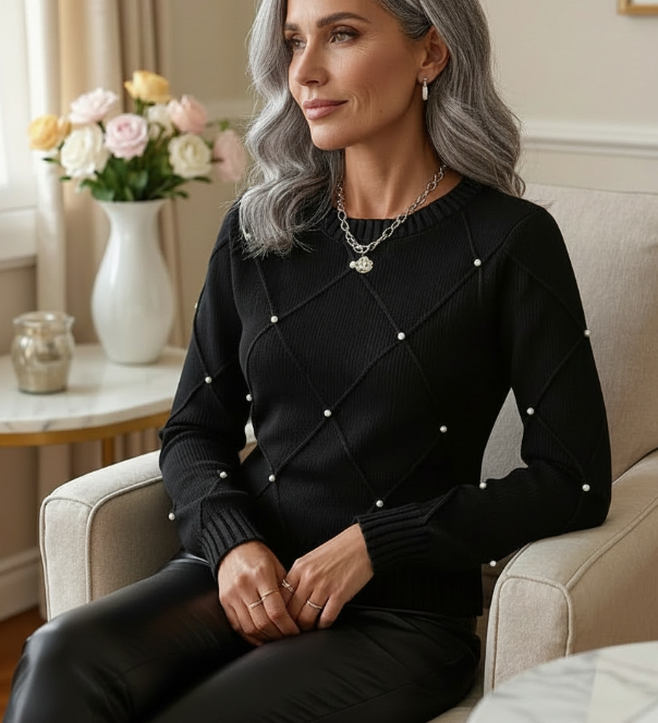 Marguerite™ – Pull élégant perles délicates