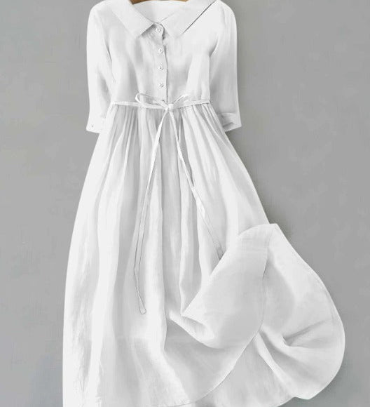 Lux - Robe Élégante à Manches Courtes avec Lacs à la Taille