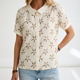 Amandélie™ — Blouse brodée florale élégante légère