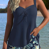 Laluna | Tankini Rayé avec Short de Plage