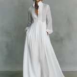 Patchwork | Robe Maxi en Lin à Col Montant