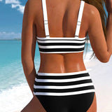Île Éclat | Bikini Rayé Taille Haute