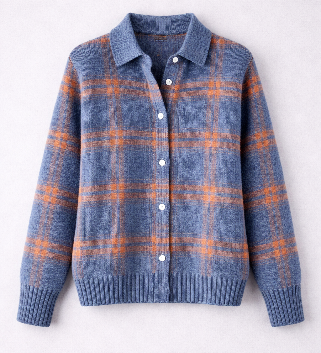 Avery - Cardigan à Carreaux Douillet