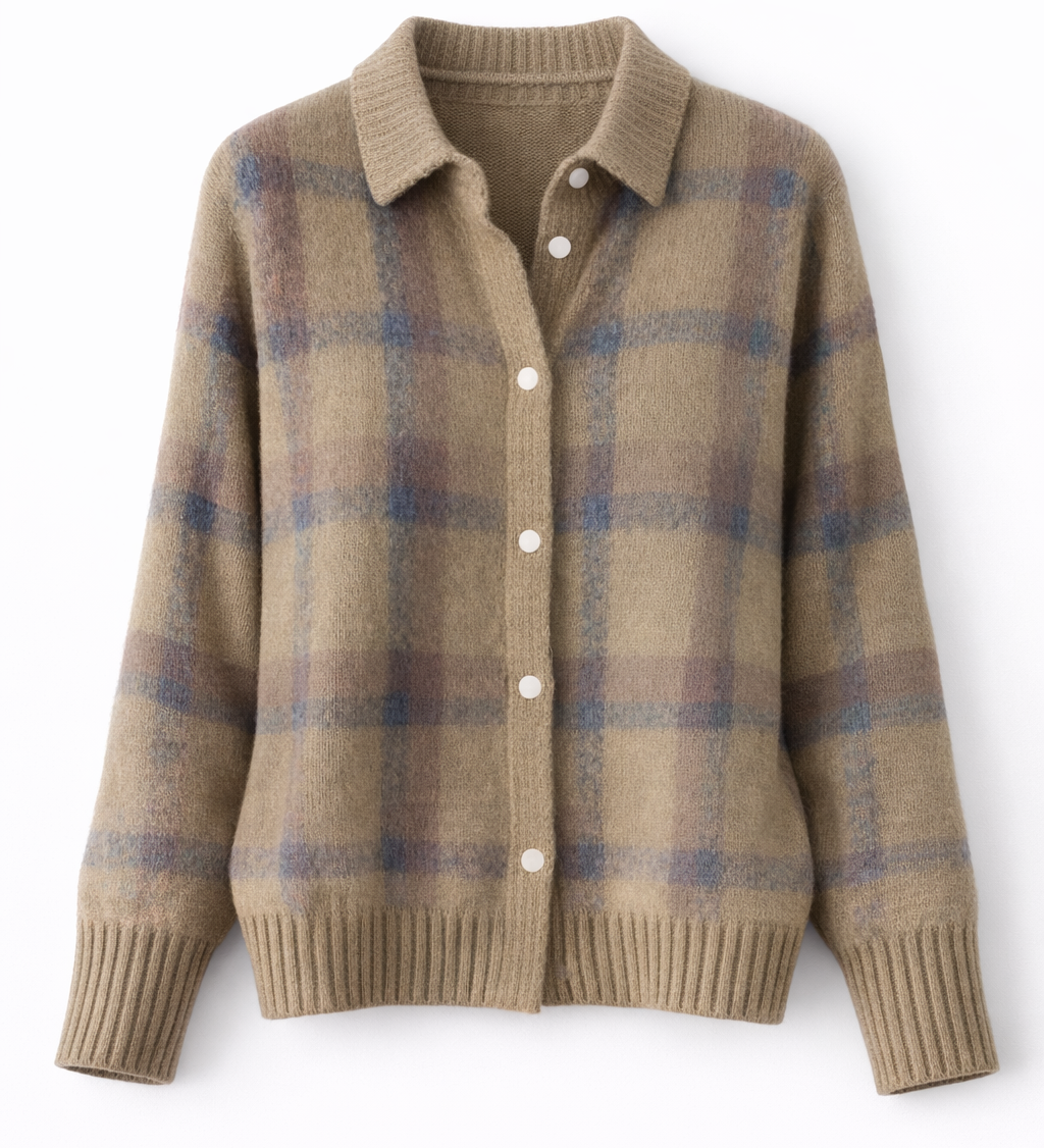 Avery - Cardigan à Carreaux Douillet