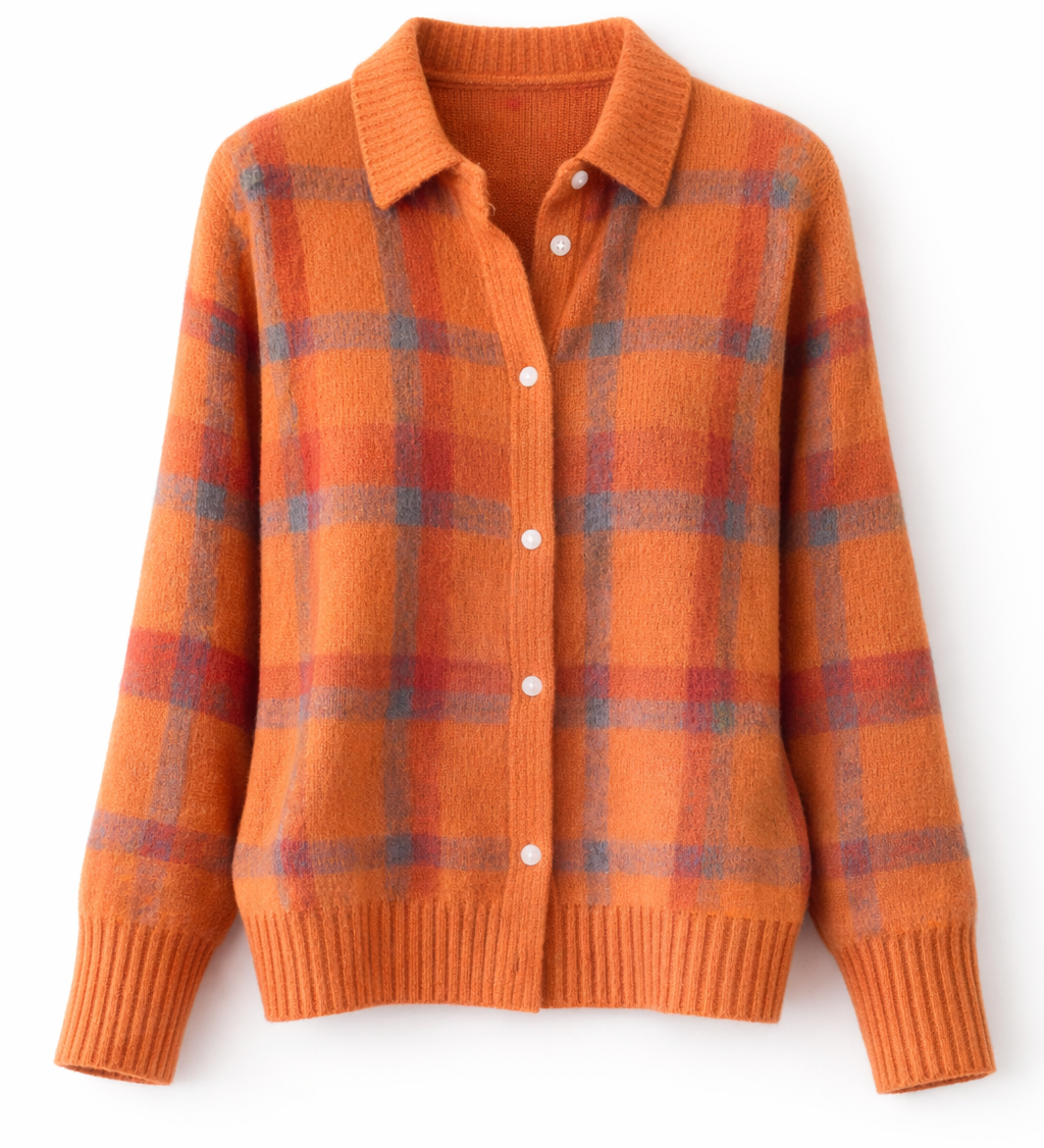 Avery - Cardigan à Carreaux Douillet