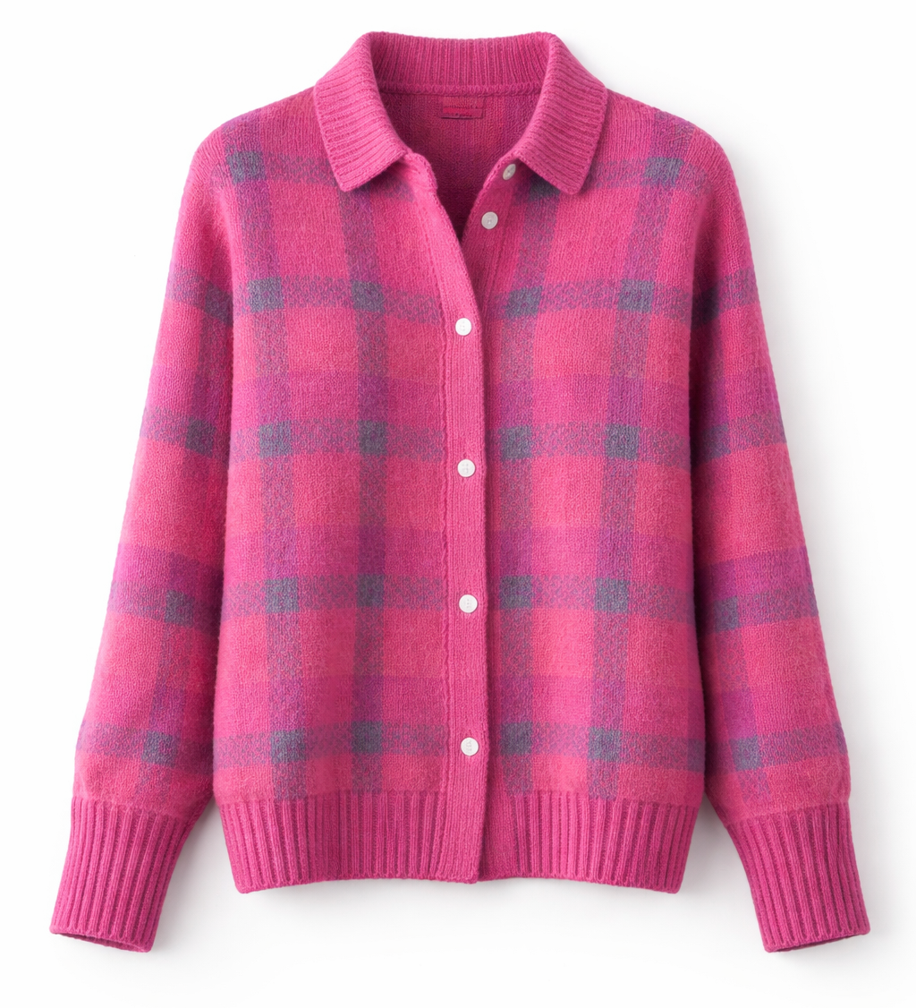 Avery - Cardigan à Carreaux Douillet