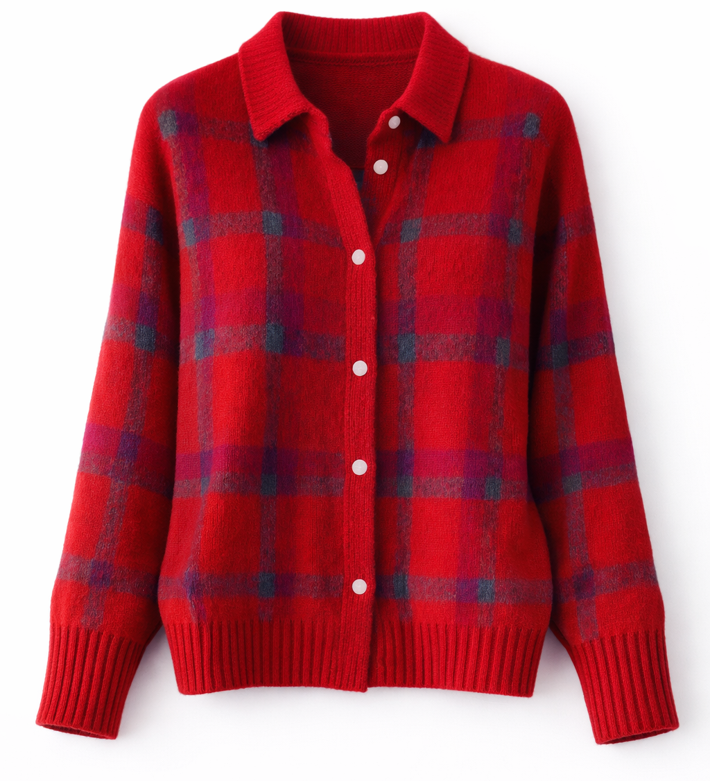 Avery - Cardigan à Carreaux Douillet